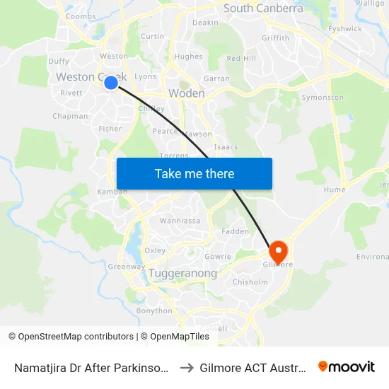 Namatjira Dr After Parkinson St to Gilmore ACT Australia map
