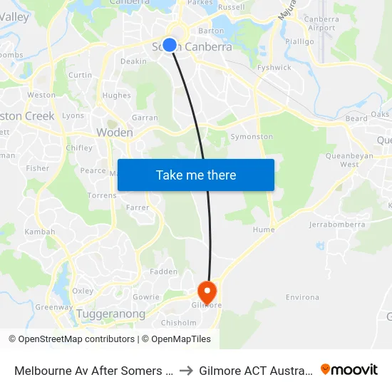 Melbourne Av After Somers Cr to Gilmore ACT Australia map