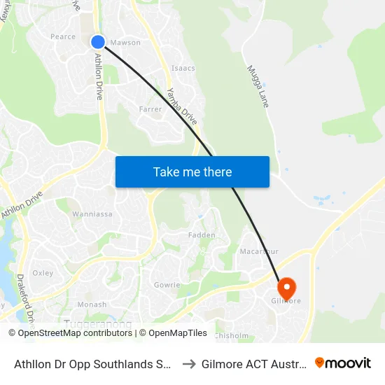Athllon Dr Opp Southlands Shops to Gilmore ACT Australia map