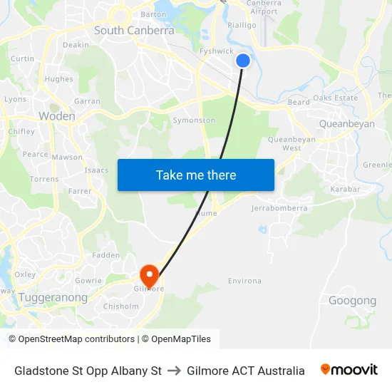 Gladstone St Opp Albany St to Gilmore ACT Australia map