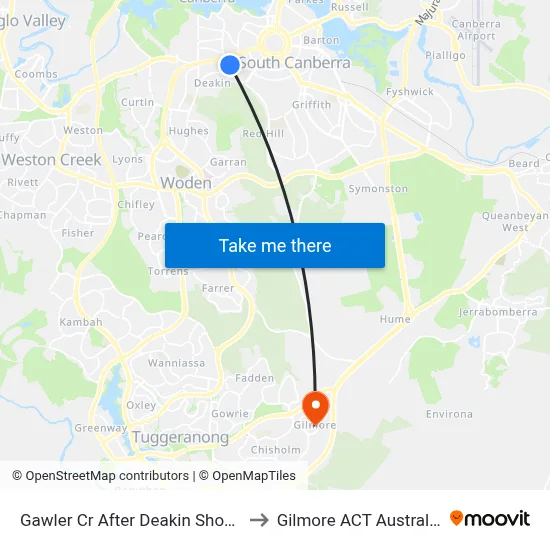 Gawler Cr After Deakin Shops to Gilmore ACT Australia map