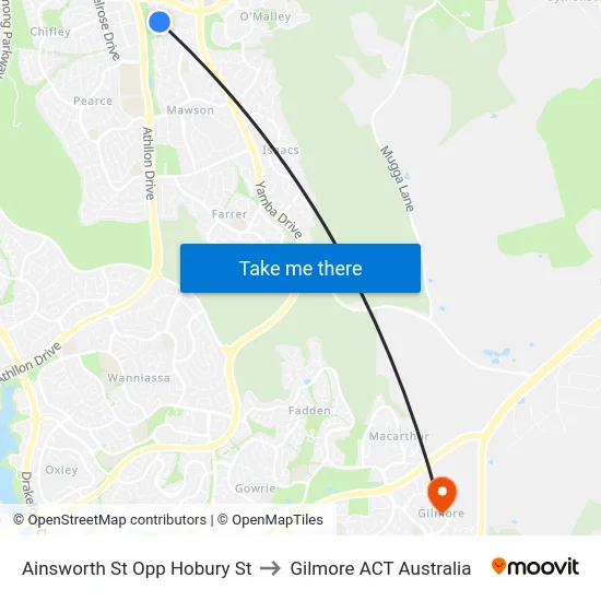 Ainsworth St Opp Hobury St to Gilmore ACT Australia map