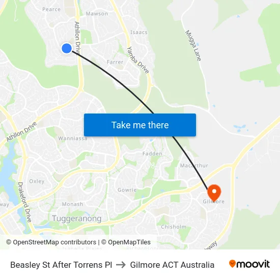 Beasley St After Torrens Pl to Gilmore ACT Australia map