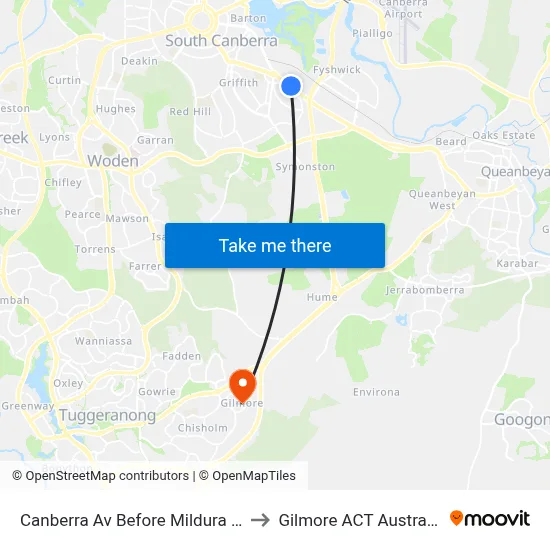Canberra Av Before Mildura St to Gilmore ACT Australia map