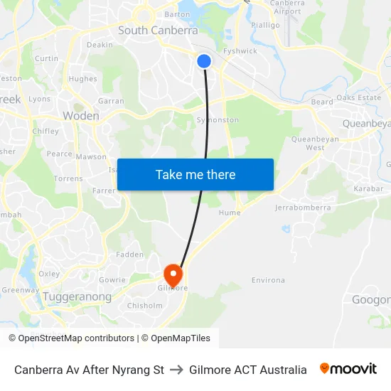 Canberra Av After Nyrang St to Gilmore ACT Australia map