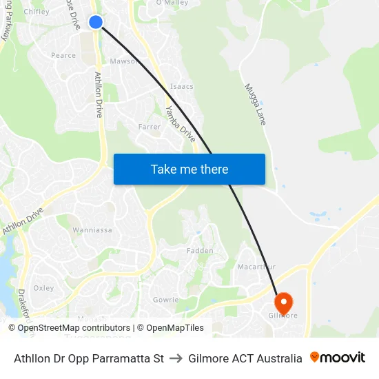 Athllon Dr Opp Parramatta St to Gilmore ACT Australia map
