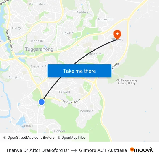 Tharwa Dr After Drakeford Dr to Gilmore ACT Australia map
