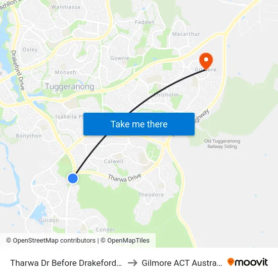 Tharwa Dr Before Drakeford Dr to Gilmore ACT Australia map