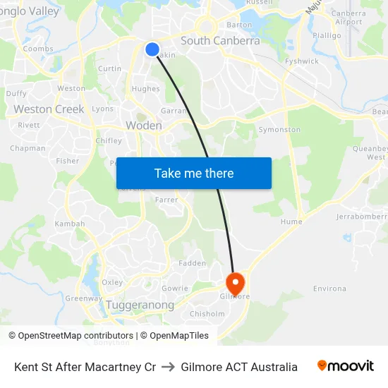 Kent St After Macartney Cr to Gilmore ACT Australia map