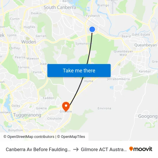 Canberra Av Before Faulding St to Gilmore ACT Australia map