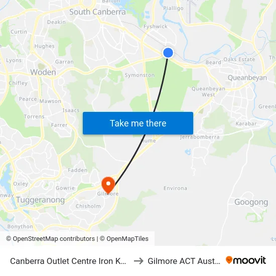 Canberra Outlet Centre Iron Knob St to Gilmore ACT Australia map