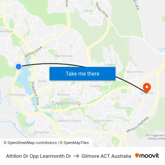 Athllon Dr Opp Learmonth Dr to Gilmore ACT Australia map
