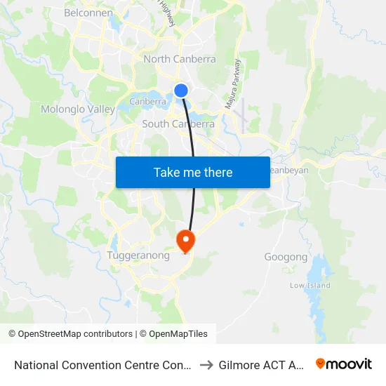 National Convention Centre Constitution Av to Gilmore ACT Australia map