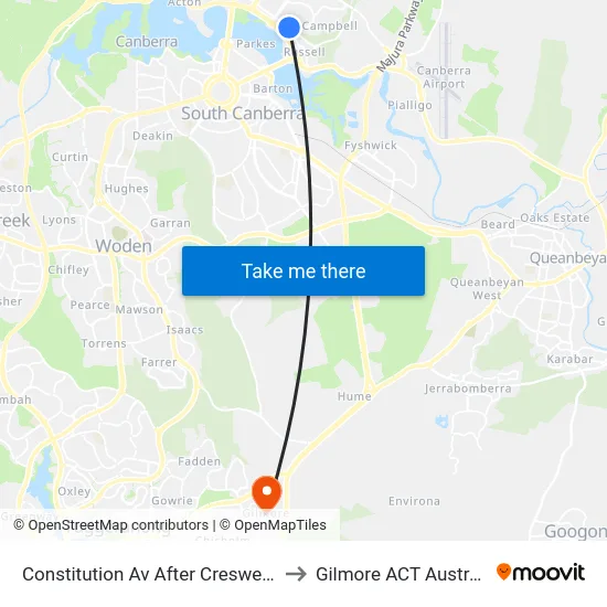 Constitution Av After Creswell St to Gilmore ACT Australia map
