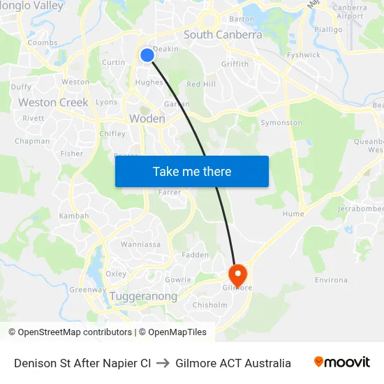 Denison St After Napier Cl to Gilmore ACT Australia map