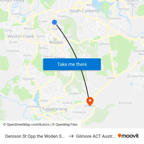 Denison St Opp the Woden School to Gilmore ACT Australia map