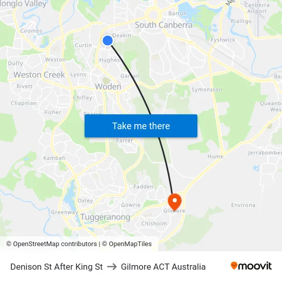 Denison St After King St to Gilmore ACT Australia map