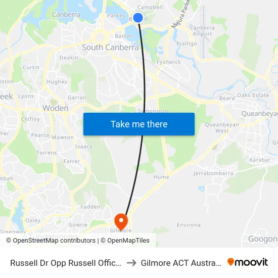 Russell Dr Opp Russell Offices to Gilmore ACT Australia map