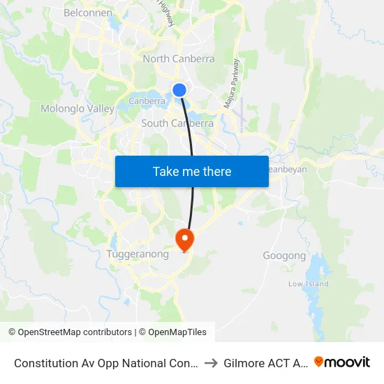 Constitution Av Opp National Convention Centre to Gilmore ACT Australia map