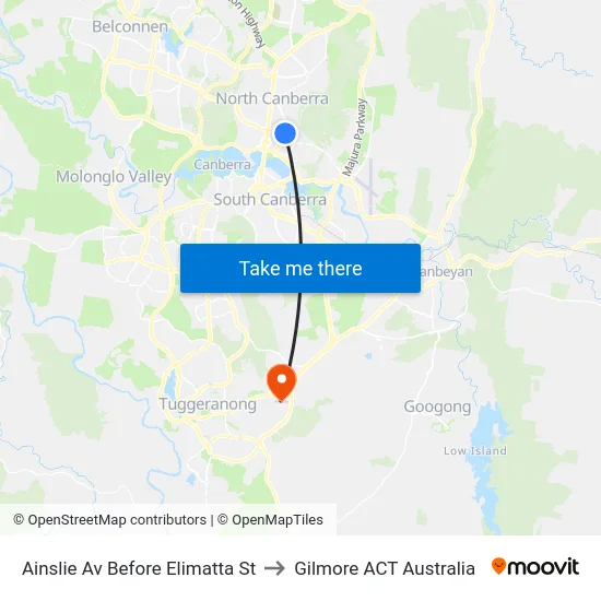 Ainslie Av Before Elimatta St to Gilmore ACT Australia map