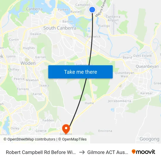 Robert Campbell Rd Before Wilton Rd to Gilmore ACT Australia map