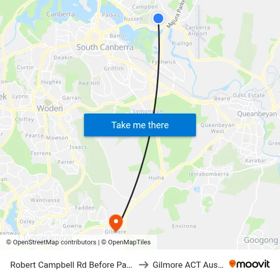 Robert Campbell Rd Before Parnell Rd to Gilmore ACT Australia map