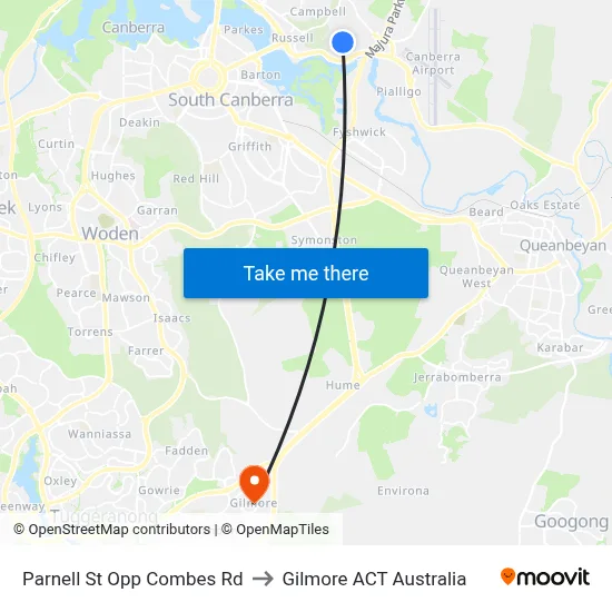 Parnell St Opp Combes Rd to Gilmore ACT Australia map