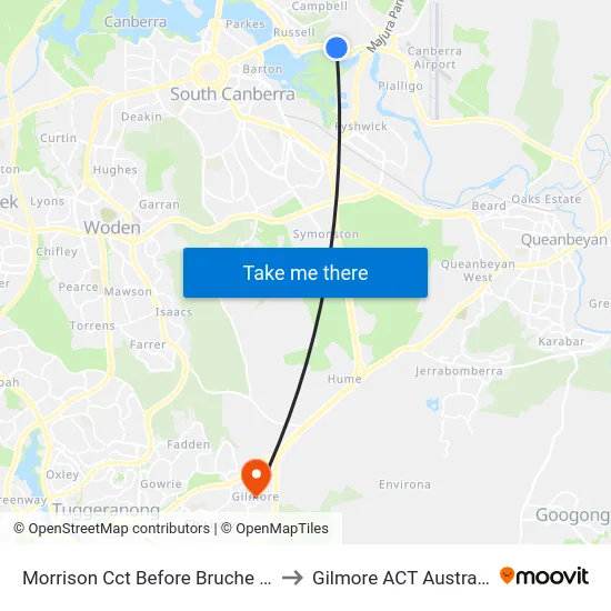 Morrison Cct Before Bruche Rd to Gilmore ACT Australia map