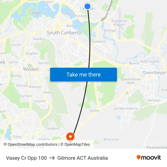 Vasey Cr Opp 100 to Gilmore ACT Australia map