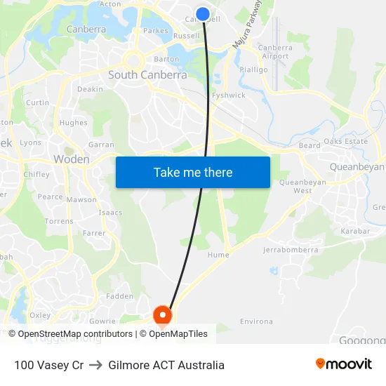 100 Vasey Cr to Gilmore ACT Australia map