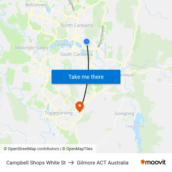 Campbell Shops White St to Gilmore ACT Australia map