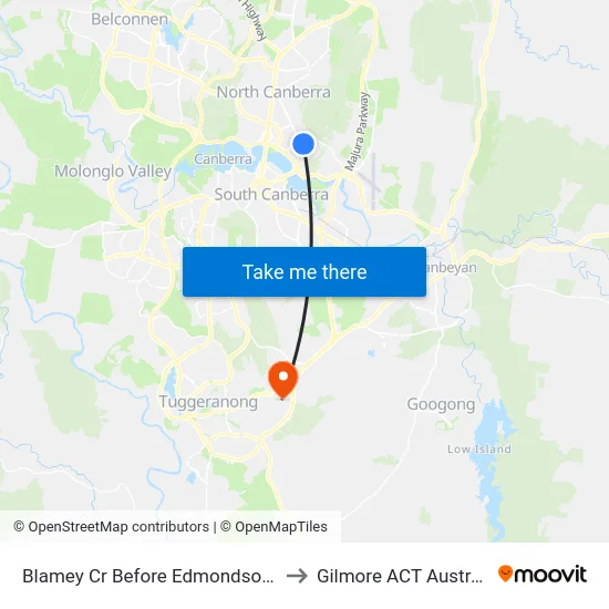 Blamey Cr Before Edmondson St to Gilmore ACT Australia map