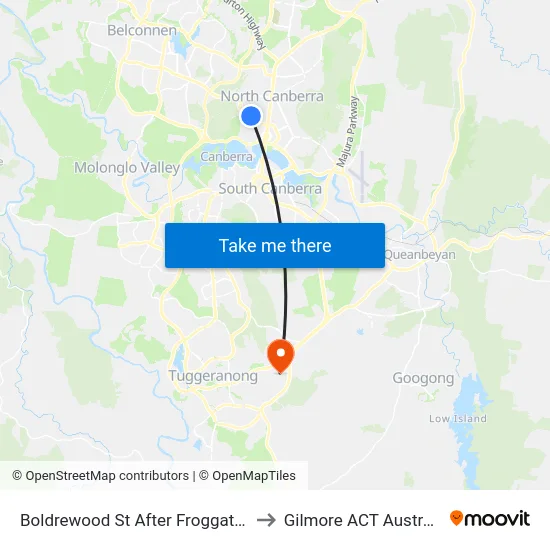 Boldrewood St After Froggatt St to Gilmore ACT Australia map