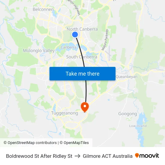Boldrewood St After Ridley St to Gilmore ACT Australia map