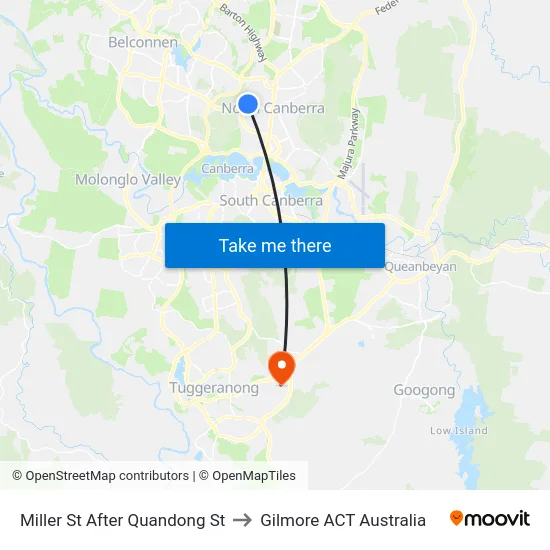 Miller St After Quandong St to Gilmore ACT Australia map
