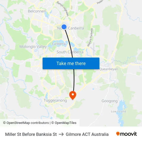Miller St Before Banksia St to Gilmore ACT Australia map