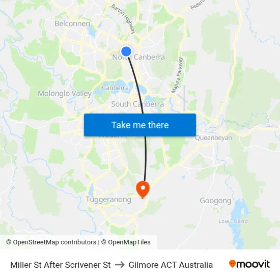 Miller St After Scrivener St to Gilmore ACT Australia map