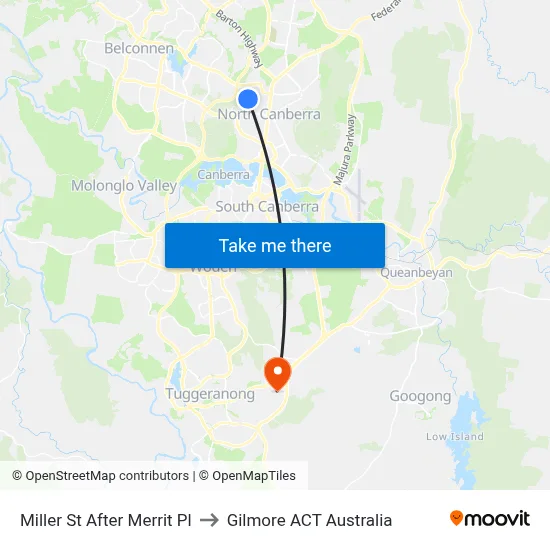 Miller St After Merrit Pl to Gilmore ACT Australia map