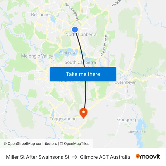 Miller St After Swainsona St to Gilmore ACT Australia map