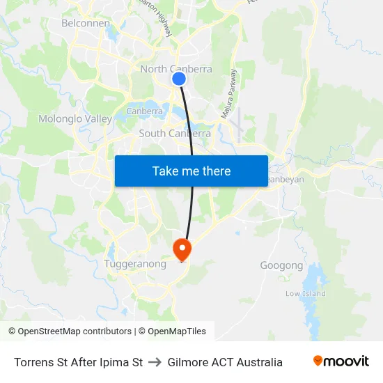 Torrens St After Ipima St to Gilmore ACT Australia map