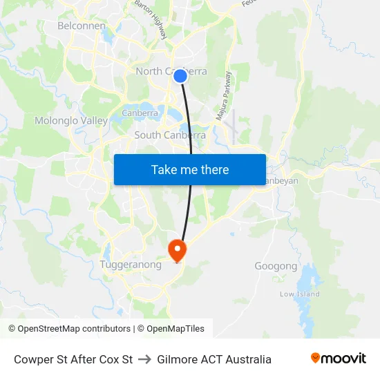 Cowper St After Cox St to Gilmore ACT Australia map