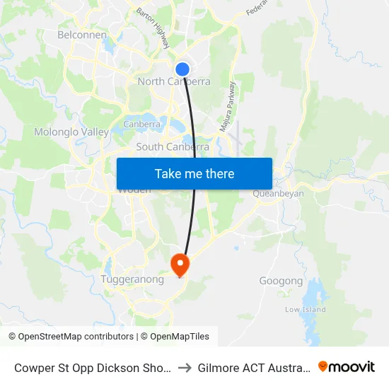 Cowper St Opp Dickson Shops to Gilmore ACT Australia map
