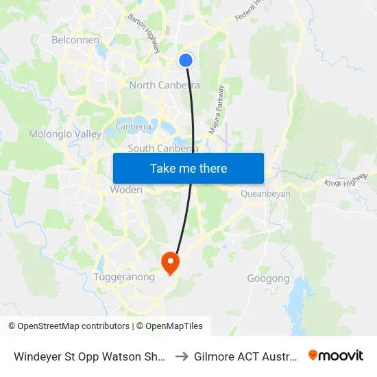 Windeyer St Opp Watson Shops to Gilmore ACT Australia map