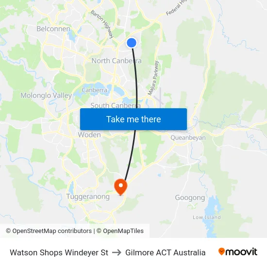 Watson Shops Windeyer St to Gilmore ACT Australia map