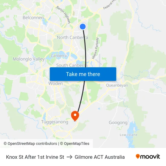 Knox St After 1st Irvine St to Gilmore ACT Australia map