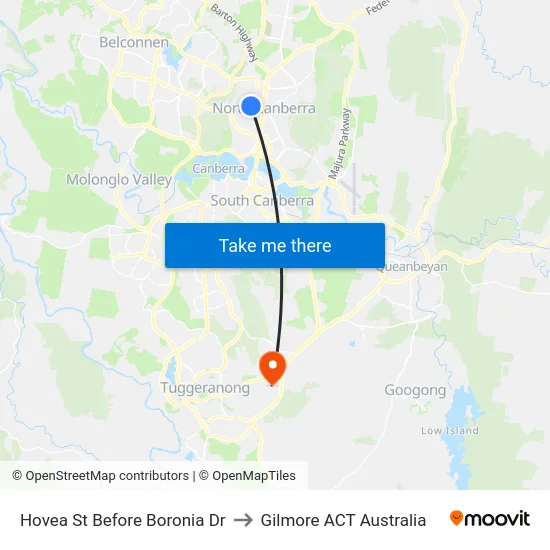 Hovea St Before Boronia Dr to Gilmore ACT Australia map