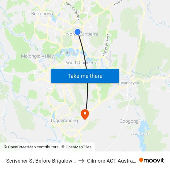Scrivener St Before Brigalow St to Gilmore ACT Australia map