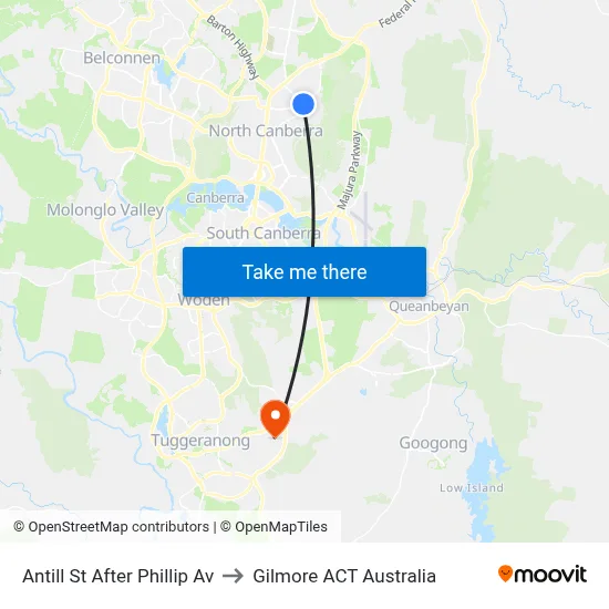 Antill St After Phillip Av to Gilmore ACT Australia map