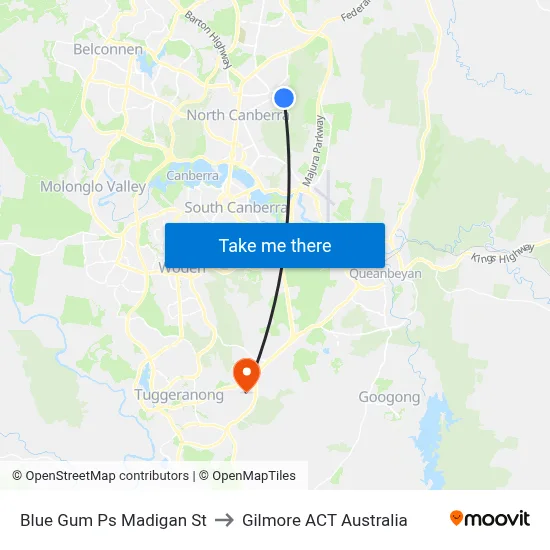 Blue Gum Ps Madigan St to Gilmore ACT Australia map