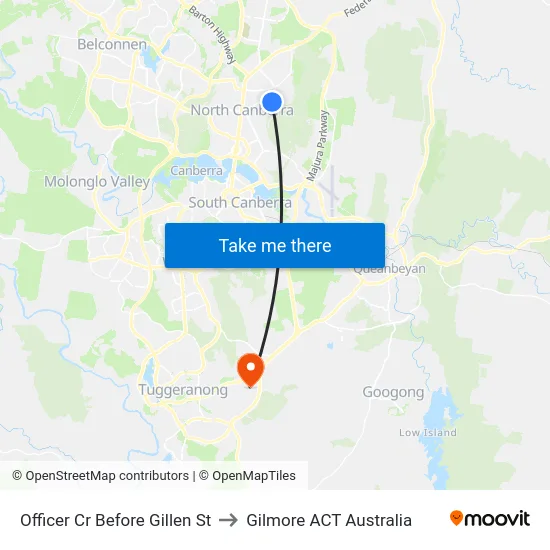 Officer Cr Before Gillen St to Gilmore ACT Australia map